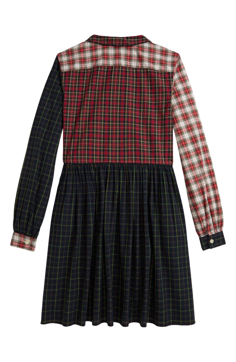 Polo Ralph Lauren Kids' Long Sleeve Plaid Cotton Poplin Shirtdress, Alternate, color, Red Multi