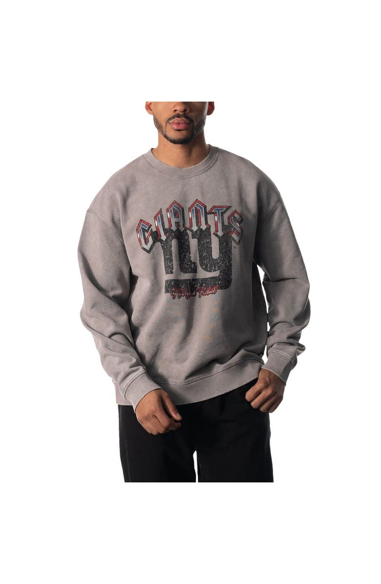 THE WILD COLLECTIVE Unisex The Wild Collective Gray New York Giants Distressed Pullover Sweatshirt, Main, color, Gray