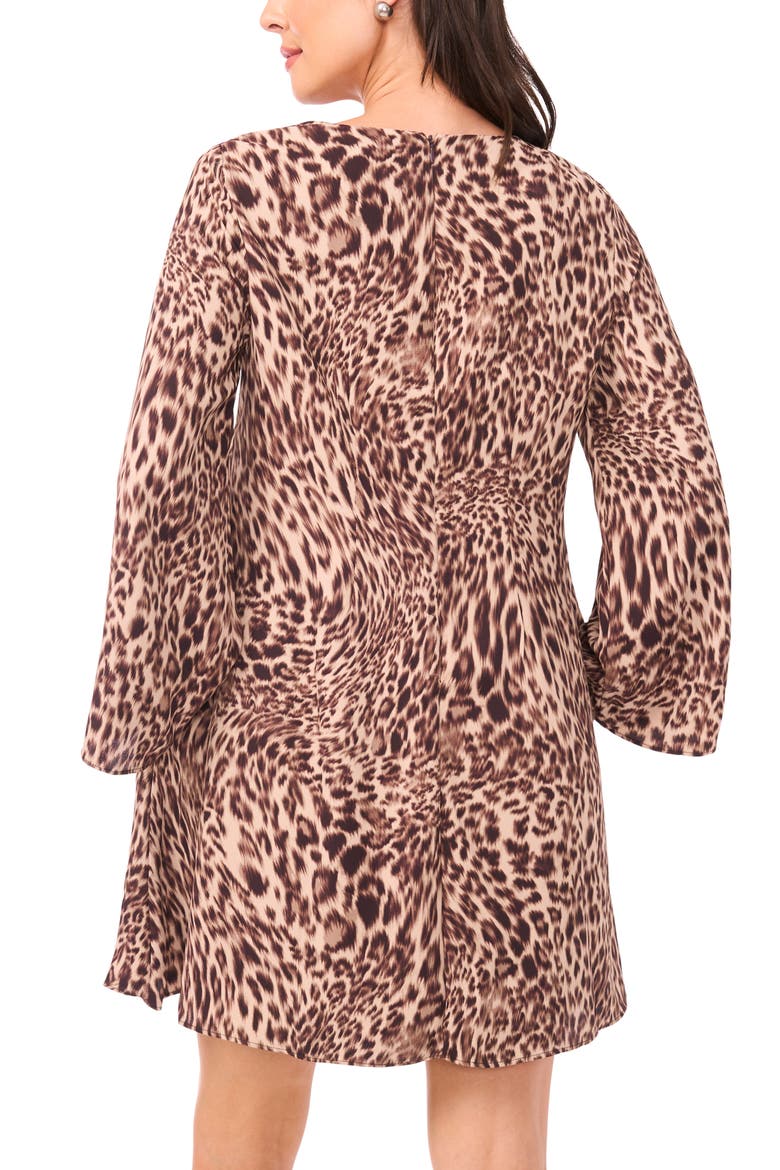 Abstract Leopard Print Long Sleeve Dress, Alternate, color, RICH TAUPE