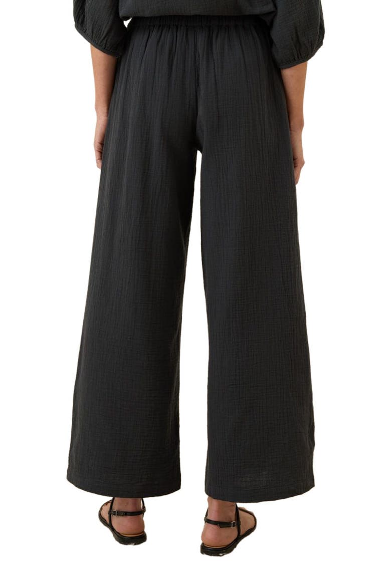 Organic Cotton Coastal Double Gauze Split Hem Pant, Alternate, color, Black