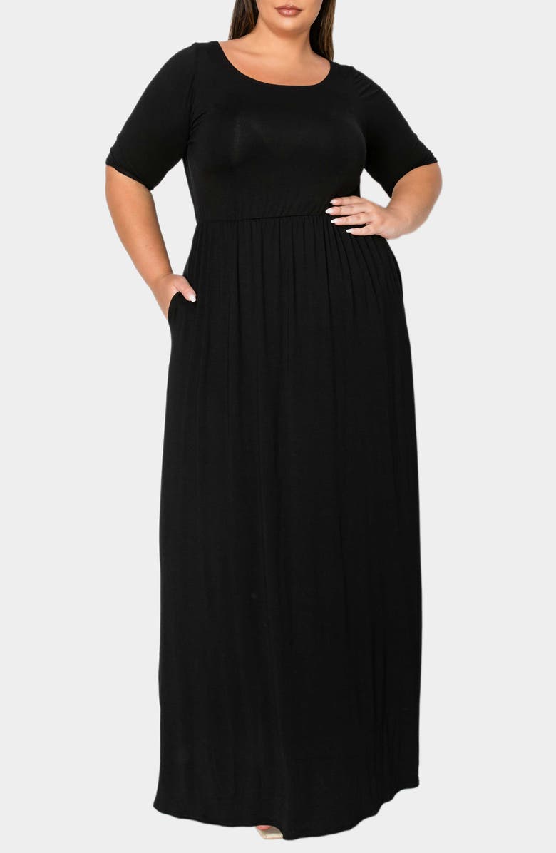 L I V D Eva Jersey Maxi Dress, Main, color, Black
