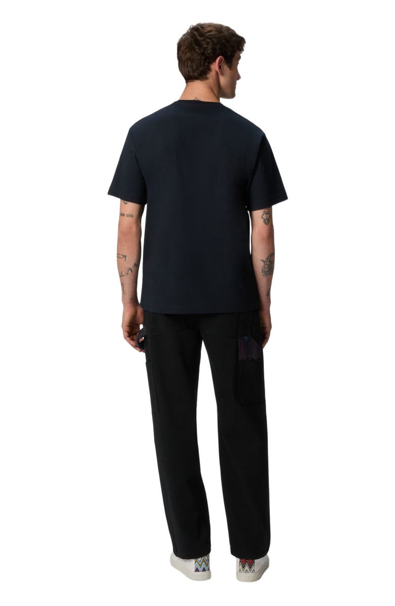 Missoni Cotton Crewneck T-shirt With Gradient Zig Zag Insert, Alternate, color, Blue