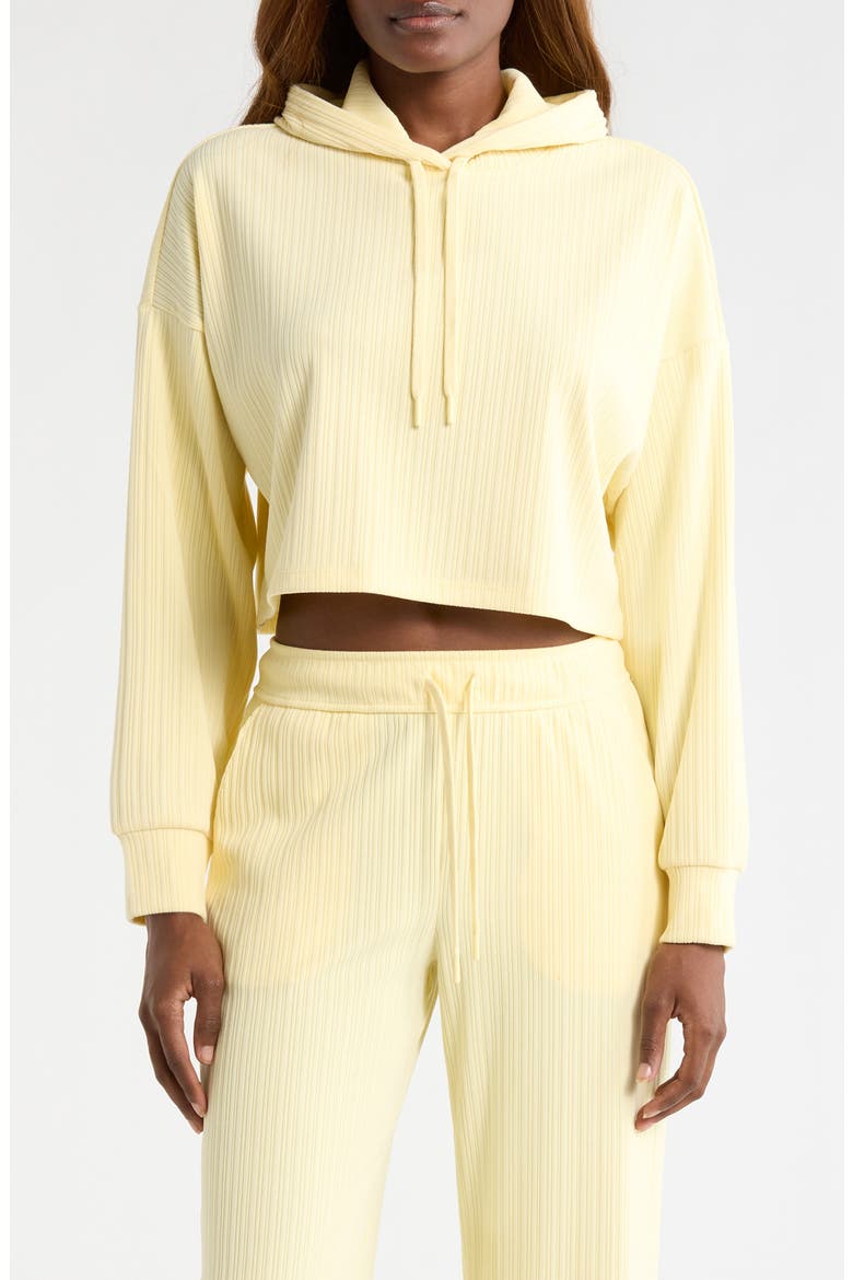 Breathe Easy Rib Crop Hoodie, Main, color, YELLOW SWIRL