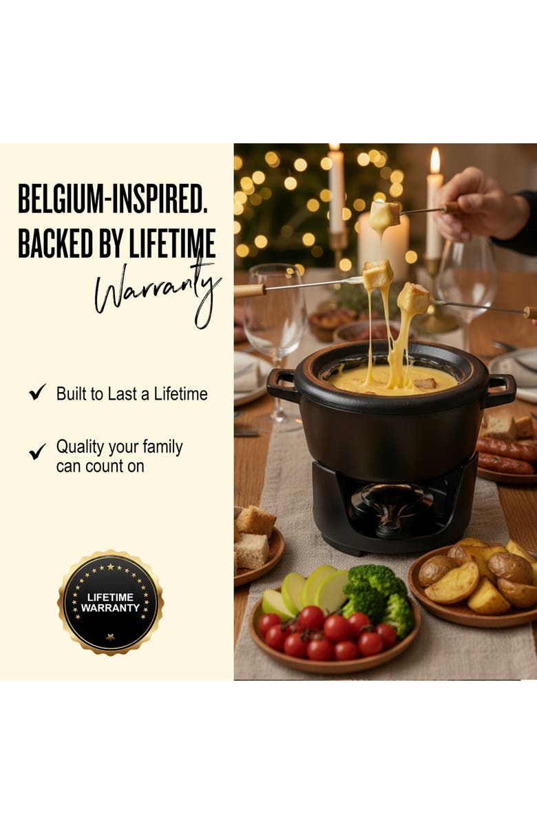 Alva Nori 2 Qt Enameled Cast Iron Fondue Set, Alternate, color, Black