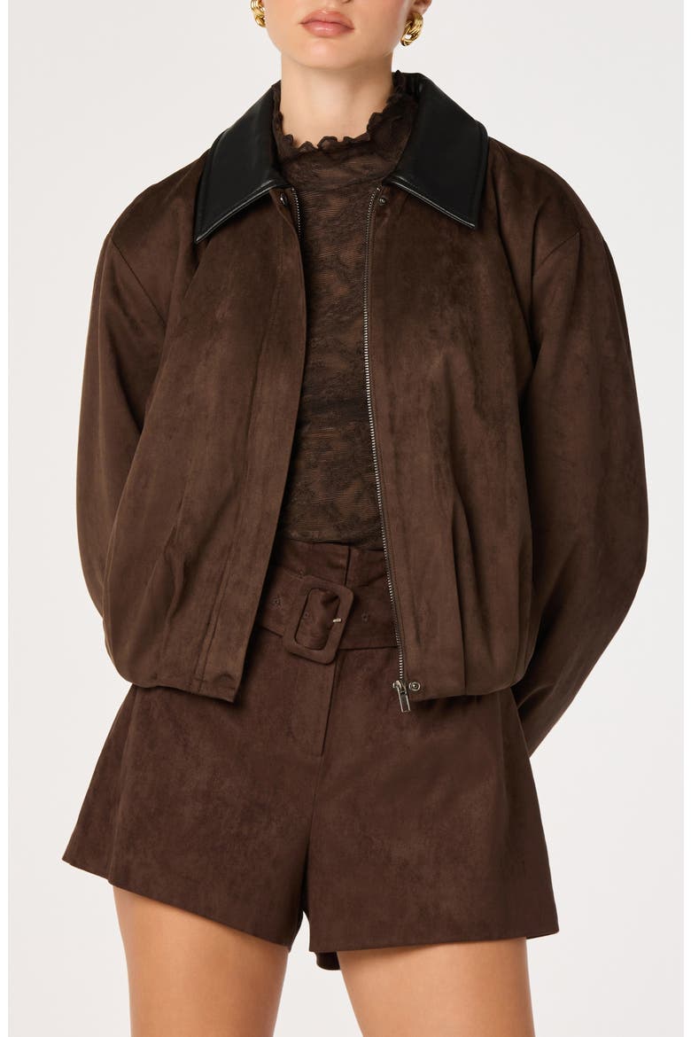 Raevin Faux Suede Jacket, Main, color, ESPRESSO