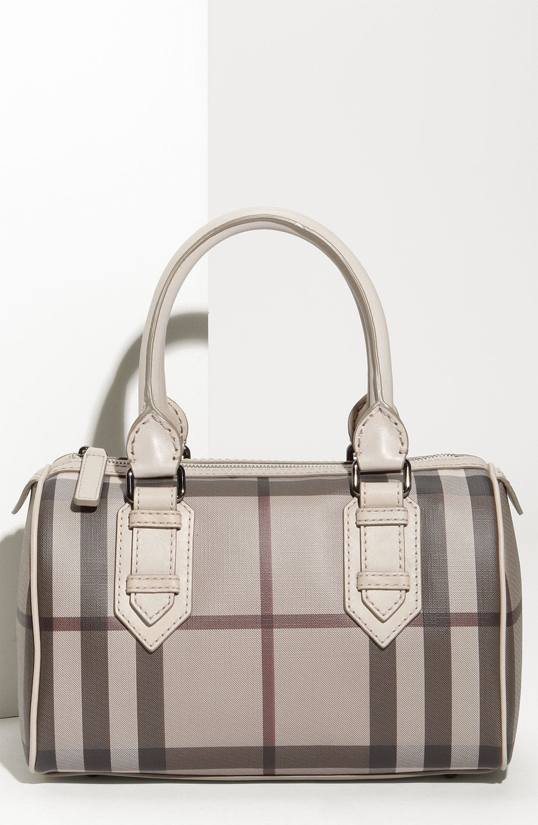 Burberry Check Print Bowling Bag Satchel, Main, color, 