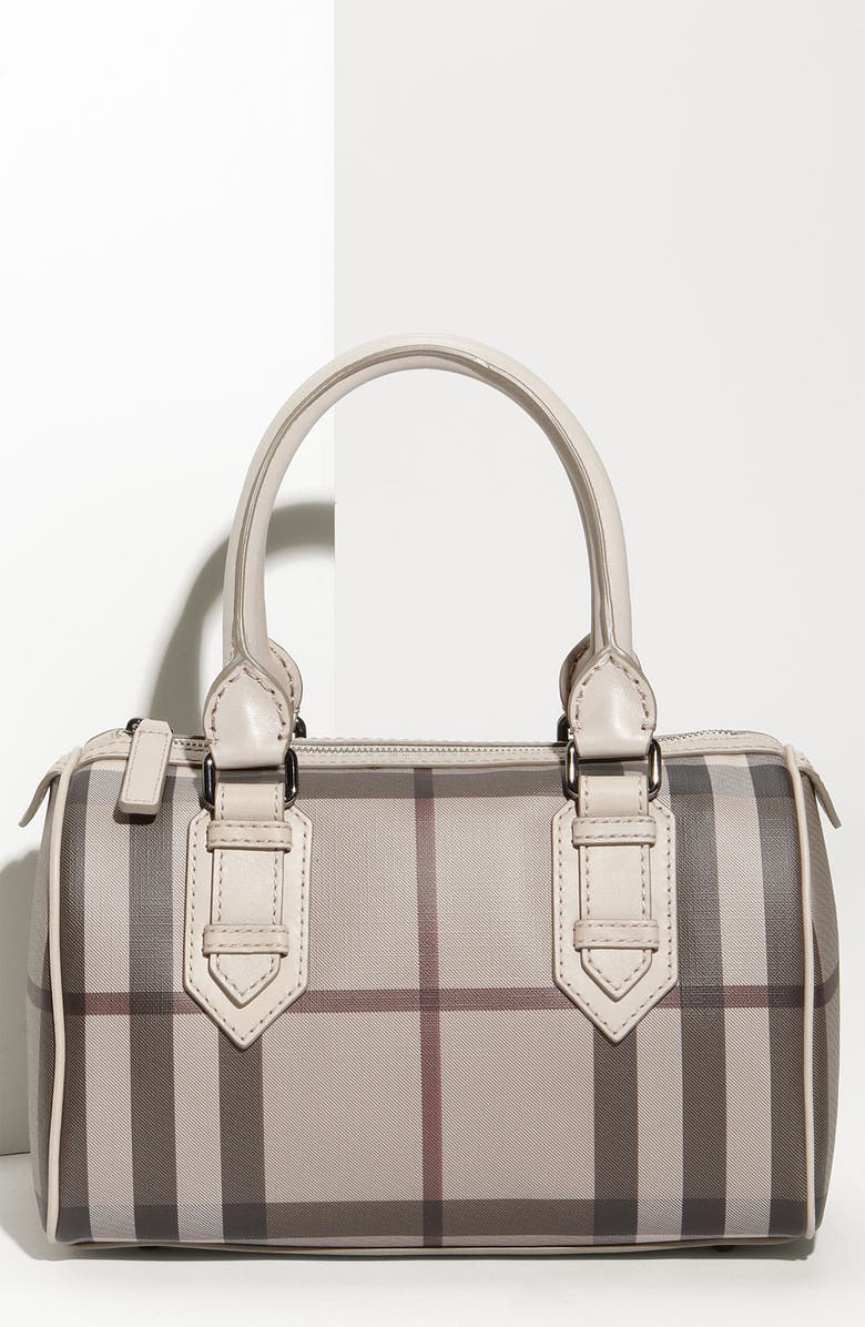 Burberry Check Print Bowling Bag Satchel, Main, color,
