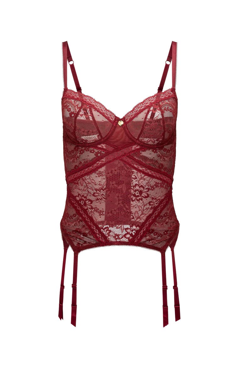 Scottie Unlined Balconette Bustier, Alternate, color, Dark red