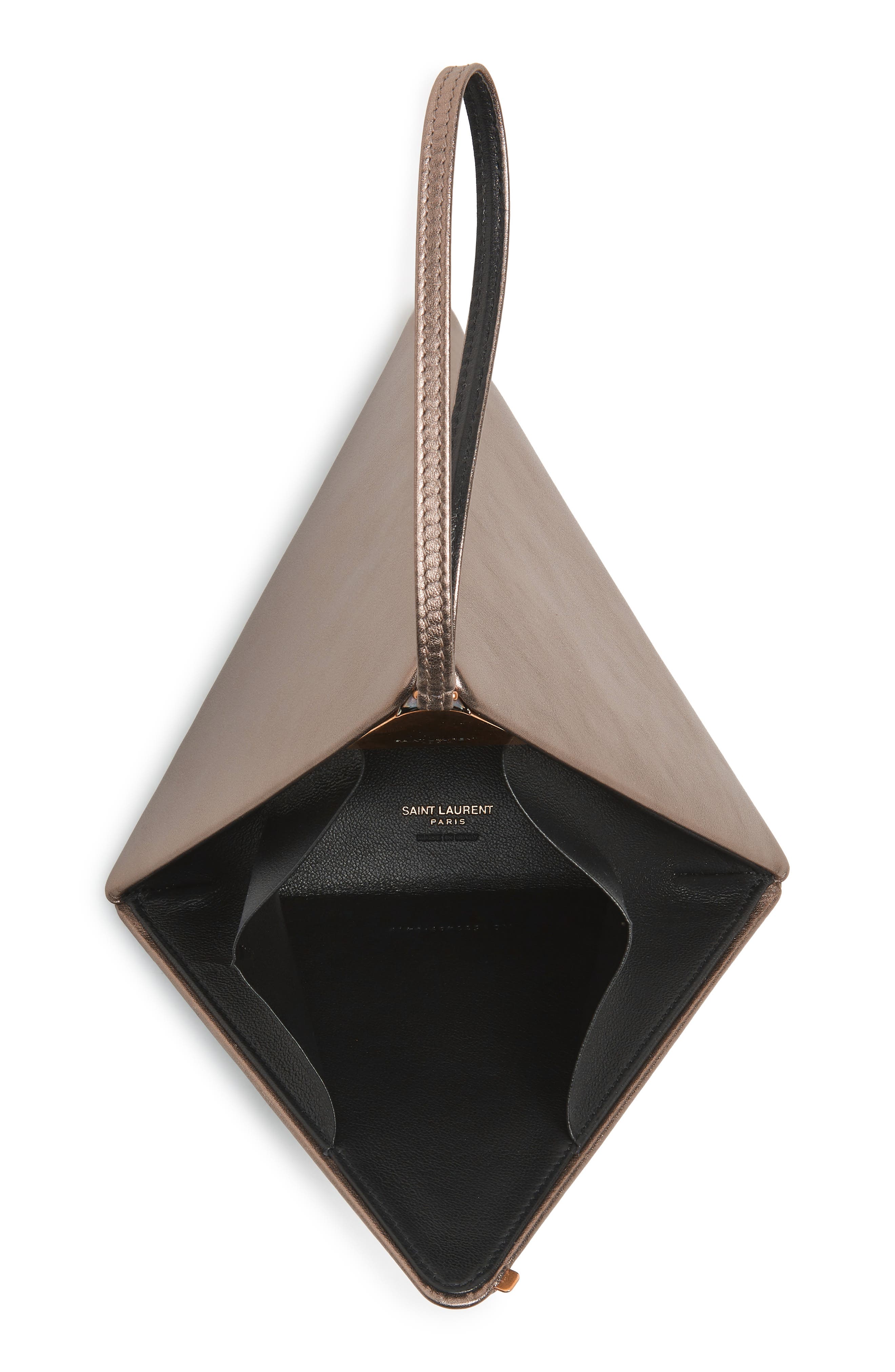 Saint Laurent Pyramid Metallic Leather Minaudière, Alternate, color, 