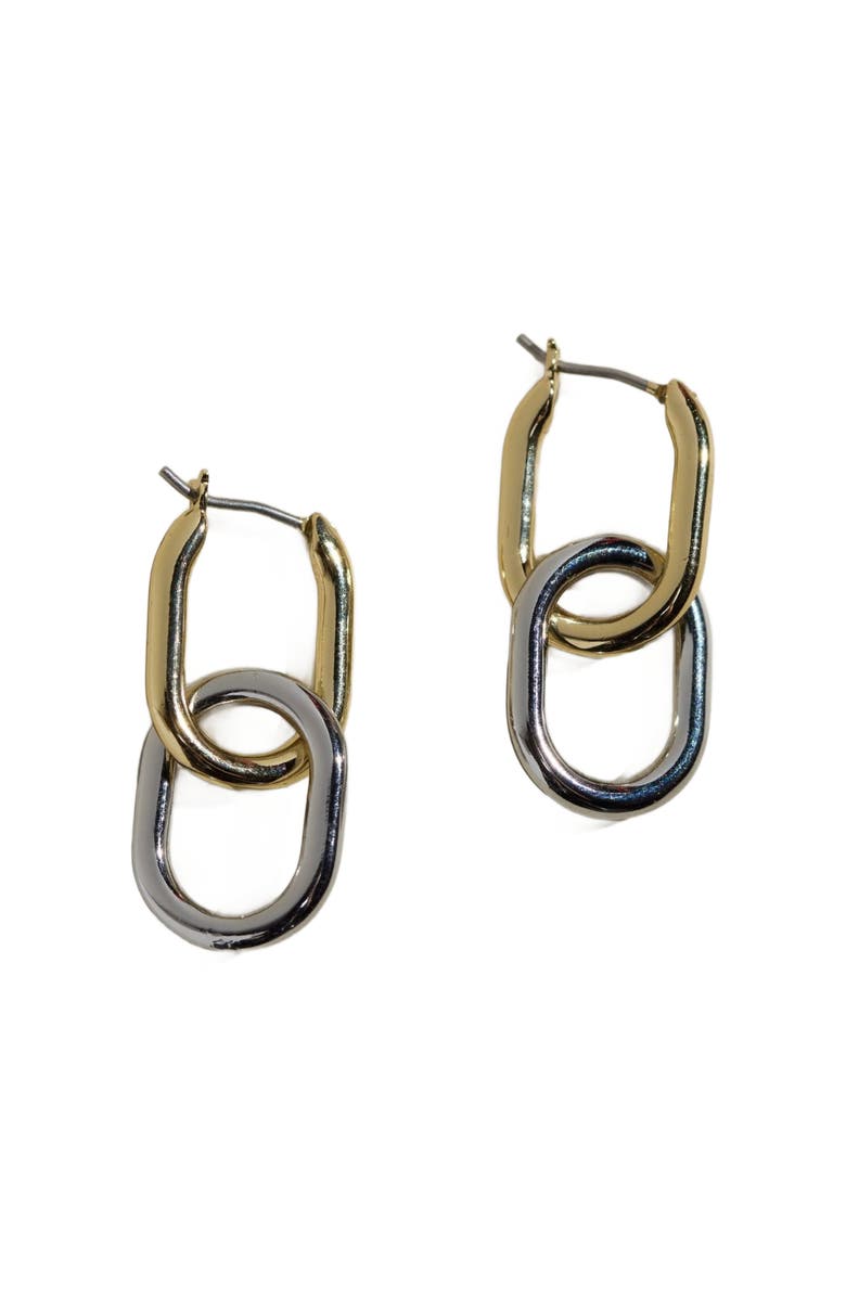 Nickel & Suede Mixed Metal Chain Link Hoop Earrings, Alternate, color, 