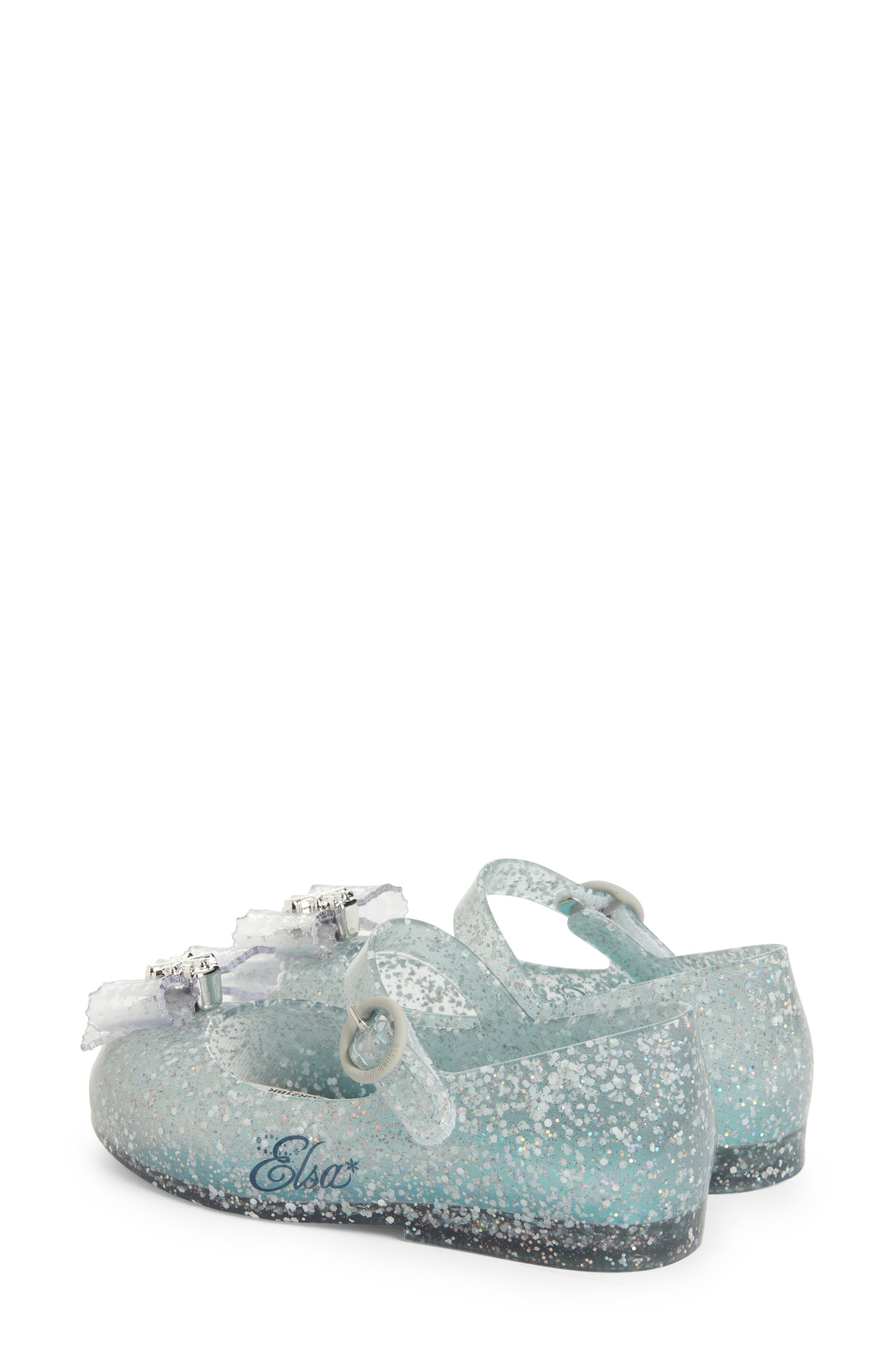 Mini Melissa Mini Sweet Love Disney Princess Mary Jane Flat, Alternate, color, Glitter Blue/ Blue