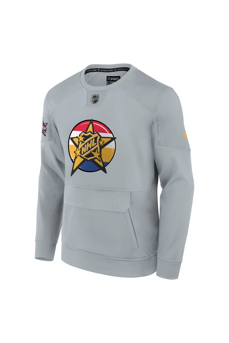 Men's Fanatics Branded  Gray 2024 NHL All-Star Game Authentic Pro Tech Fleece Pullover Sweatshirt, Alternate, color, Gray