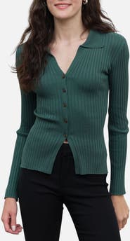Blu Pepper Collared Rib Cardigan