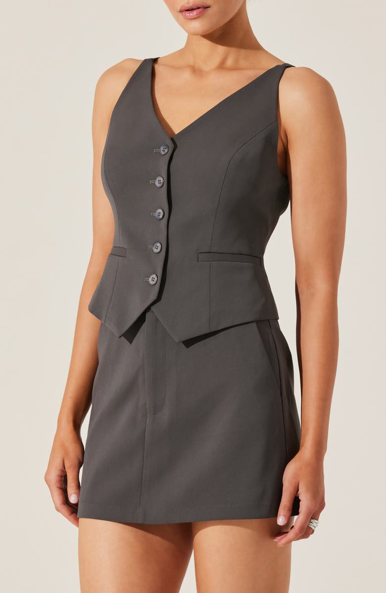 ASTR the Label Button-Up Vest, Alternate, color, Charcoal