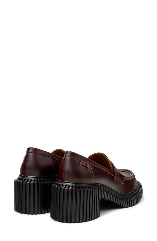 Camper Pix London Leather Penny Loafers In Burgundy