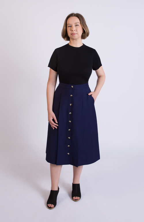 Aam The Label The Wool Midi Skirt In Blue