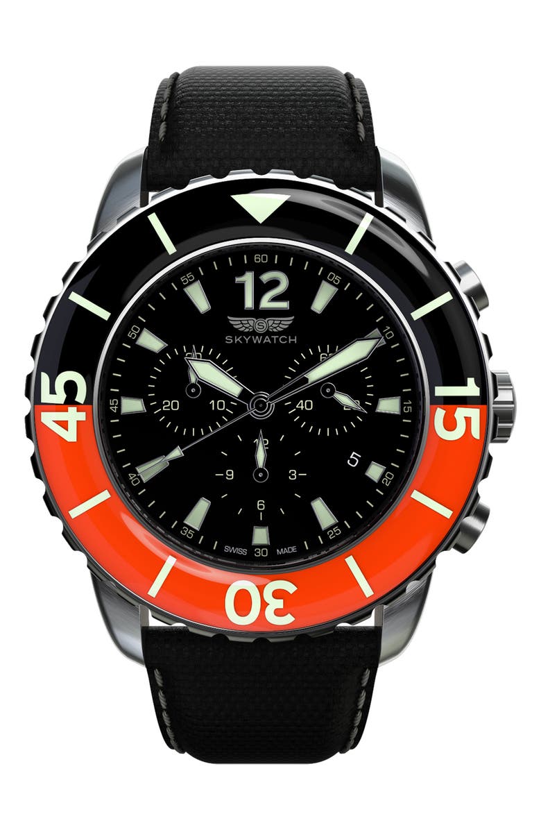 SKYWATCH Classic Chronograph Woven Strap Watch, 46mm, Main, color, 