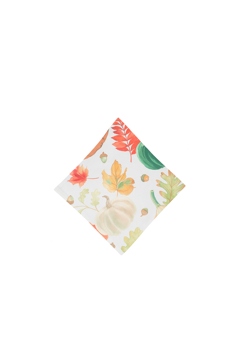 Harvest Teal Pumpkin Floral Flower Leaves Cloth Napkins Set of 6, Main, color, Orange