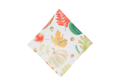 Harvest Teal Pumpkin Floral Flower Leaves Cloth Napkins Set of 6