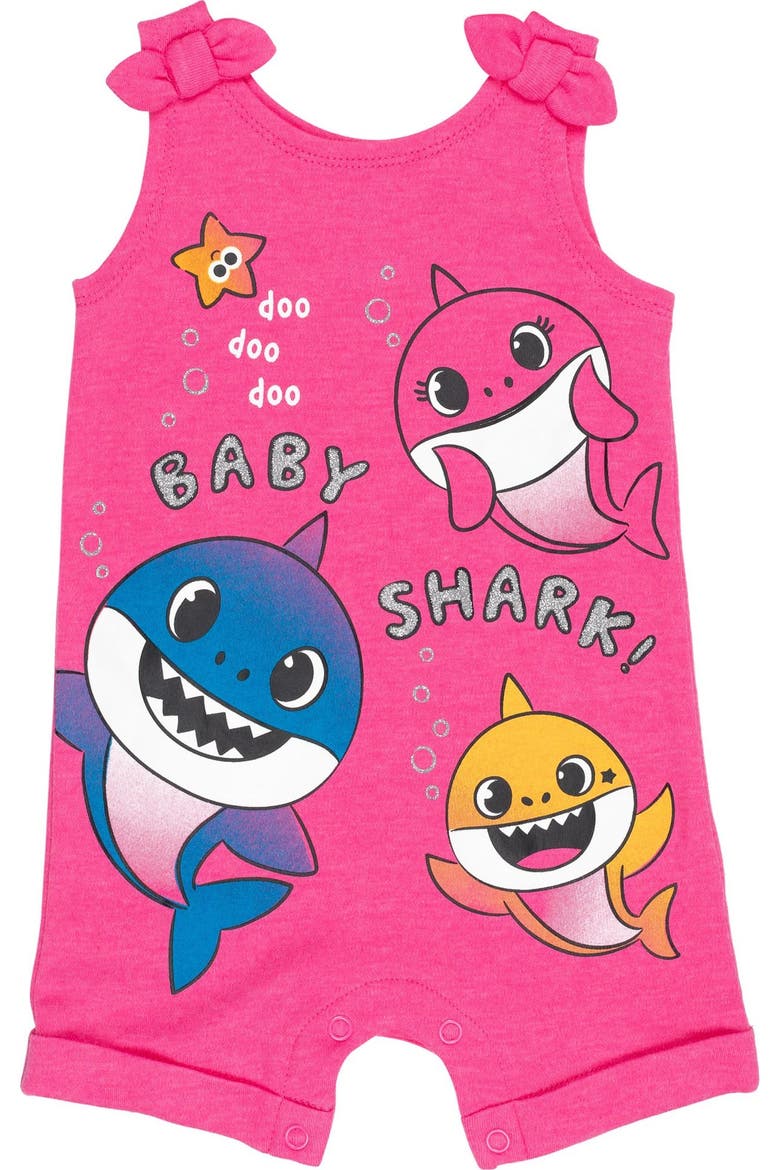 Baby Shark Sleeveless Romper and Headband Set, Alternate, color, Baby Shark Pink
