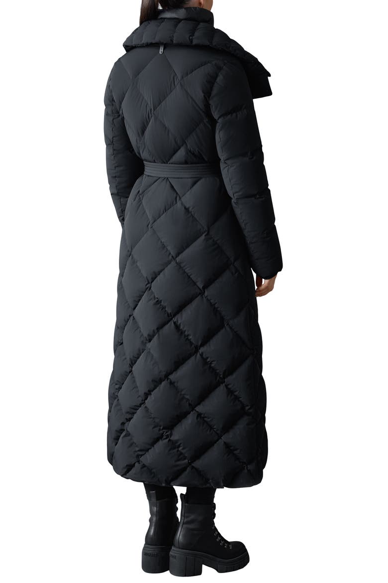 Laurella 2-in-1 Belted Quilted Down Long Coat, Alternate, color, BLACK
