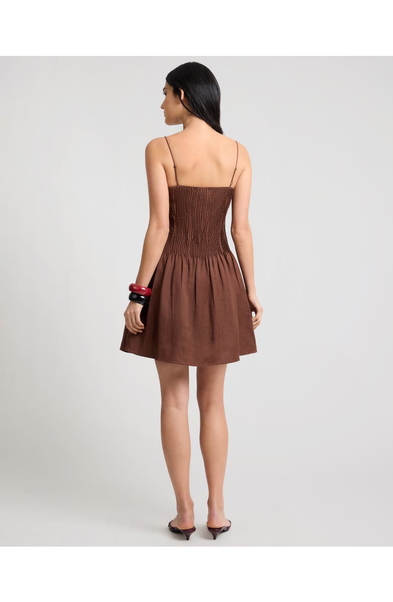 Onia Dropped Waist Pintuck Dress, Alternate, color, Brown
