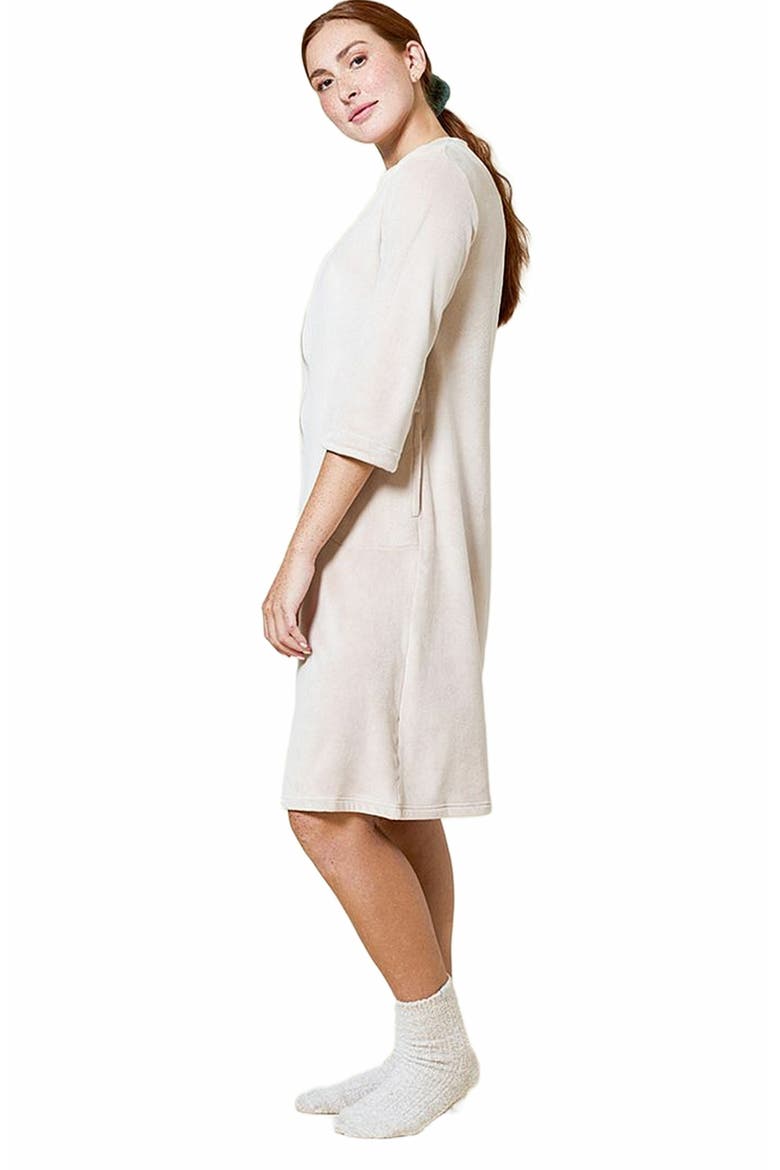 Serenity 3/4 Sleeve Short Zip Robe, Alternate, color, Coco