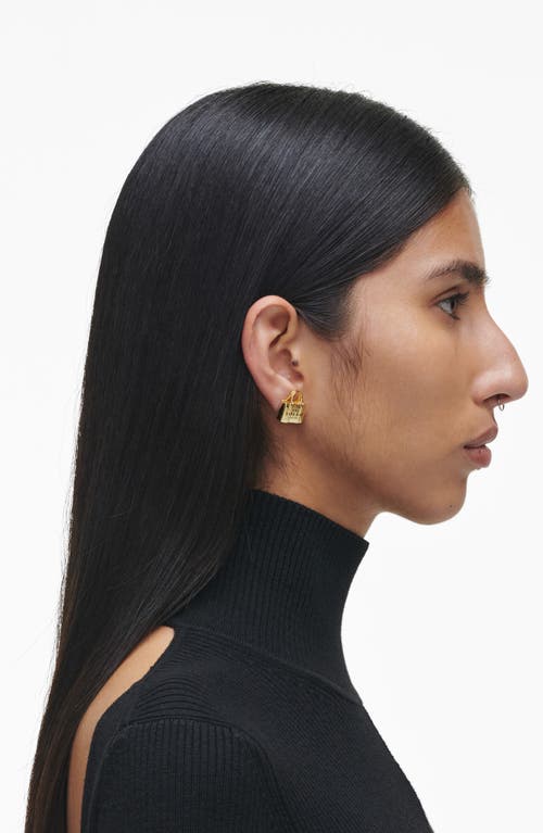 Marc Jacobs The Tote Bag Stud Earrings In Light Antique Gold