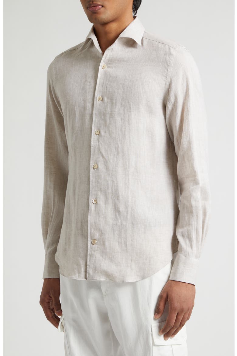 Linen Button-Up Shirt, Alternate, color, SAND