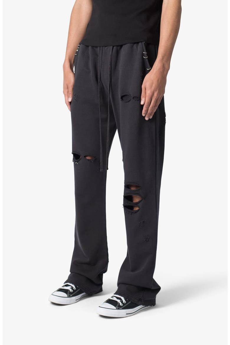 Metal Ring Flare Sweatpants, Alternate, color, BLACK
