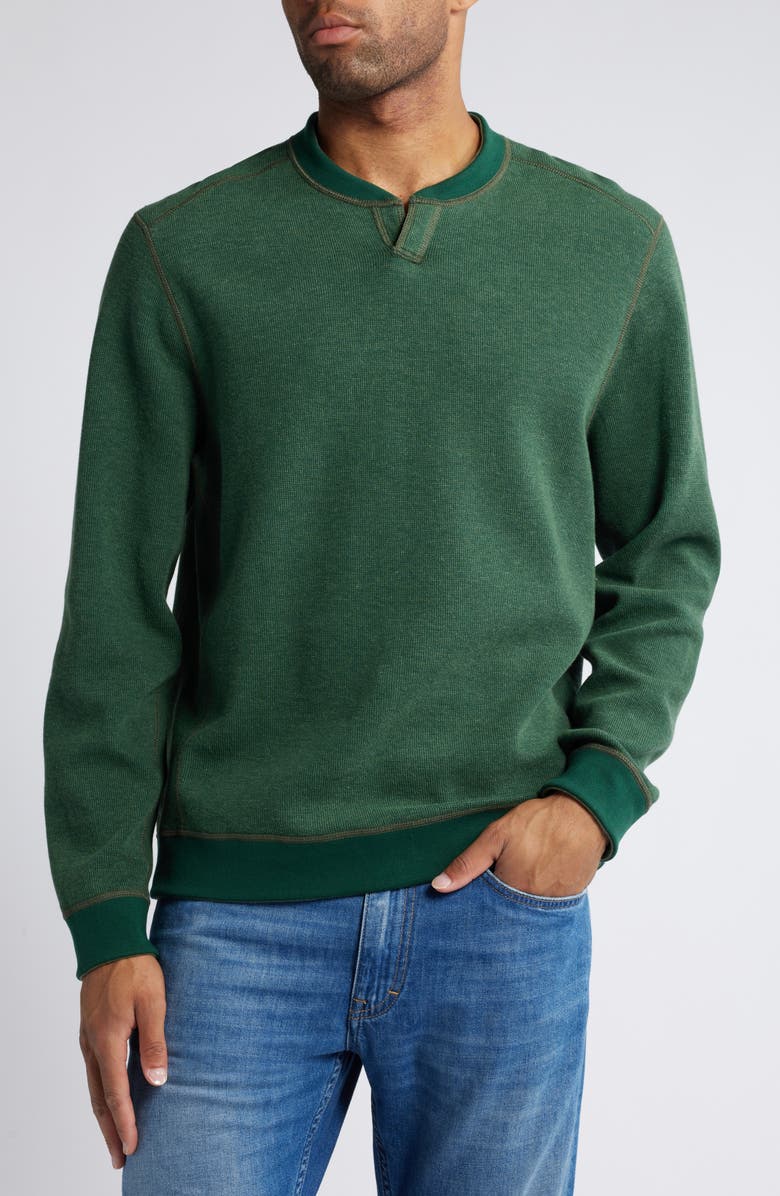 Tommy Bahama New Flip Coast Reversible Notch Neck Pullover, Alternate, color, Army Green