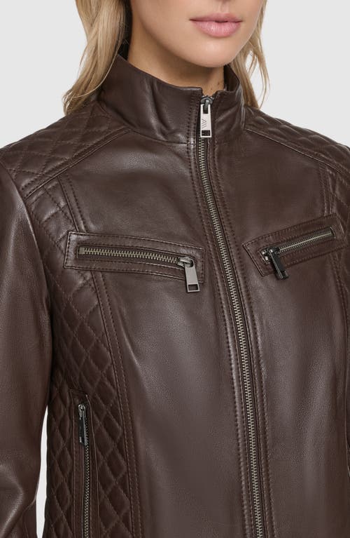 Andrew Marc Mikel Racer Leather Jacket In Brown