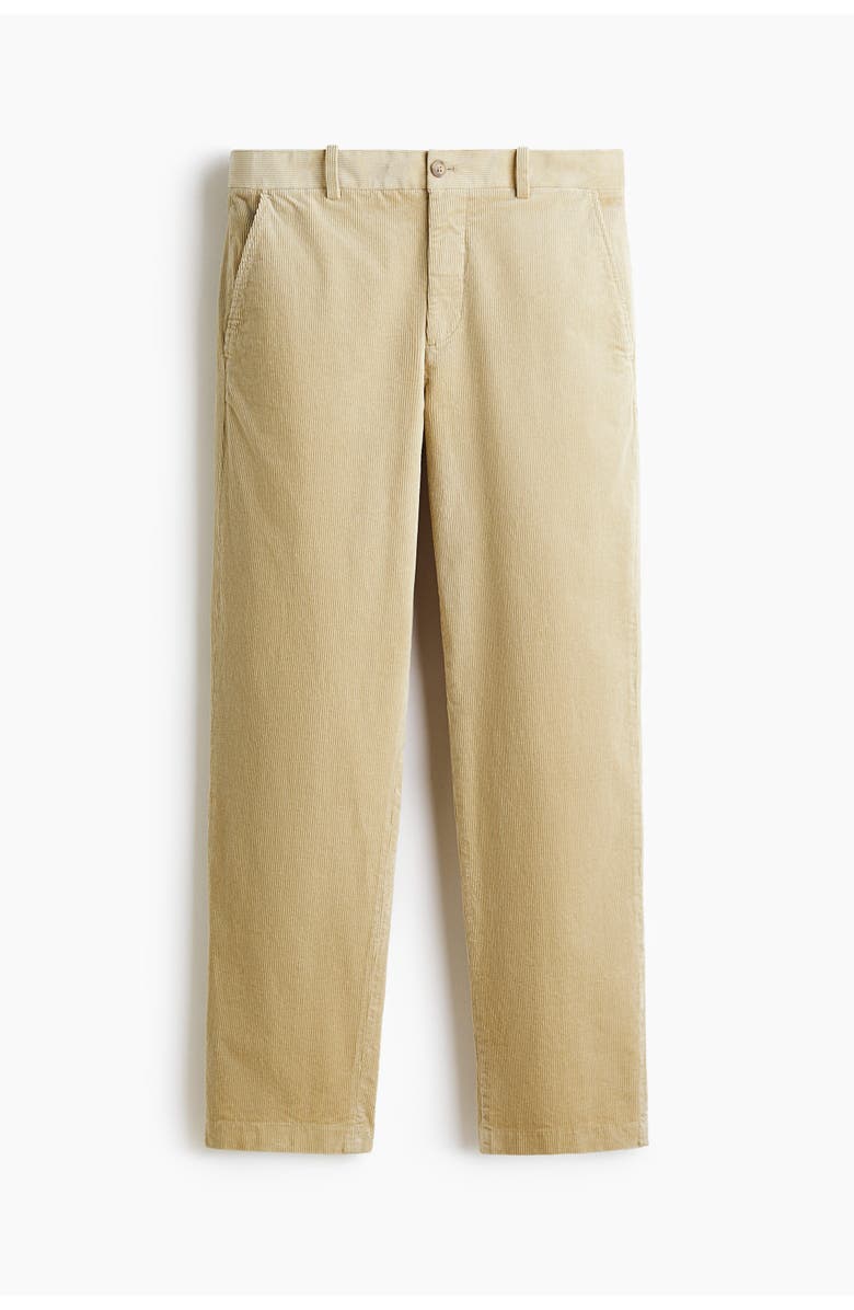 H&M Regular Fit Corduroy Trousers, Alternate, color, Beige