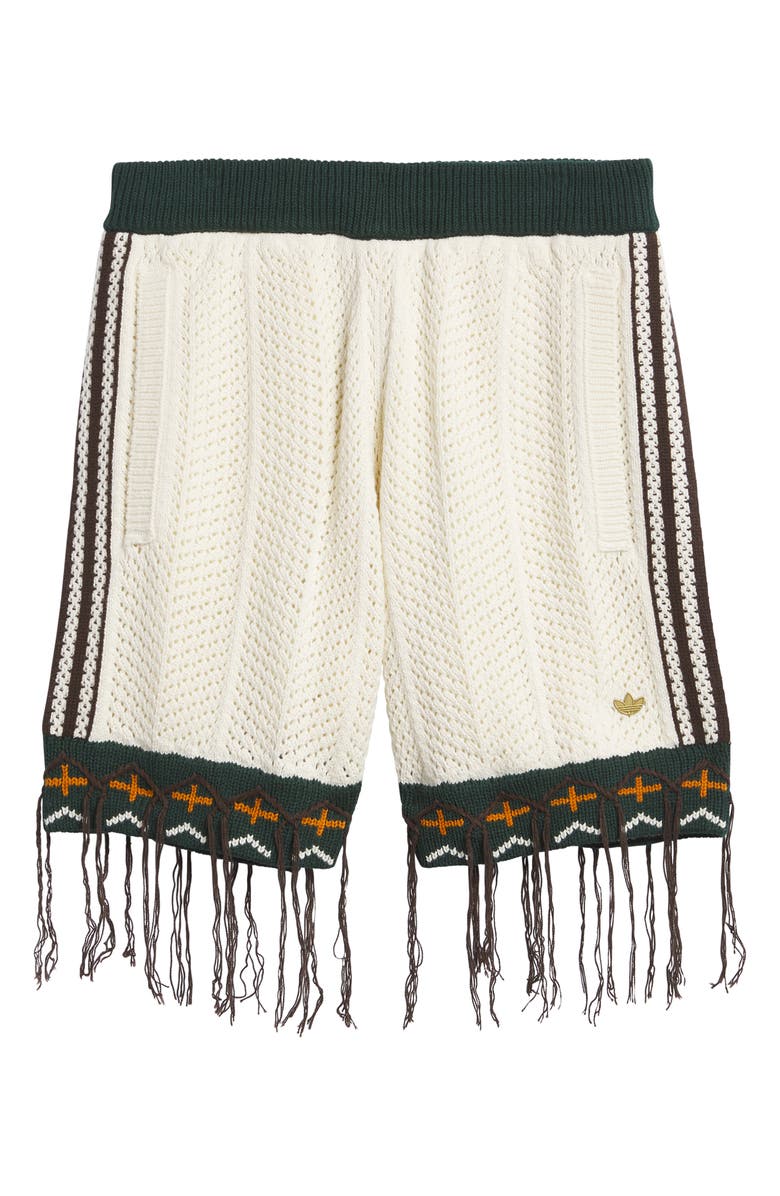 ADIDAS ORIGINALS X CLOT BY EDISON CHEN Tasseled Cotton Blend Knit Shorts, Alternate, color, Cream White