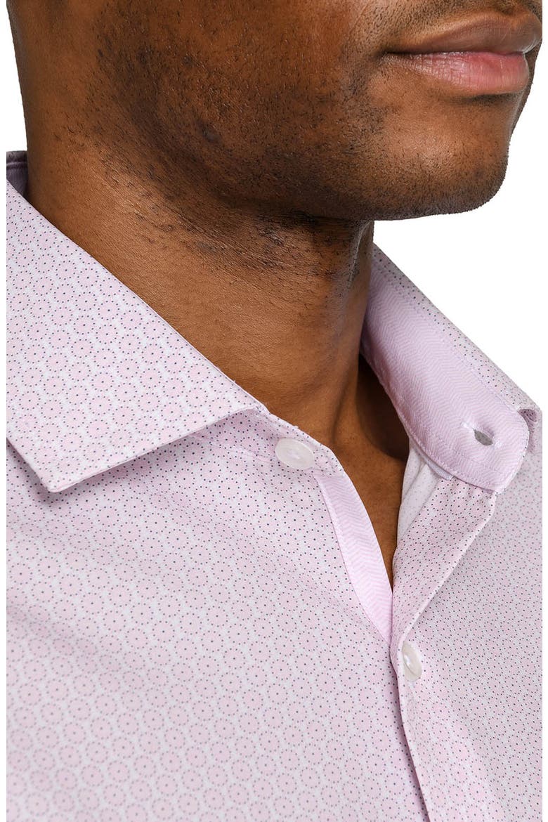 Circle Geo Performance Dress Shirt, Alternate, color, WHITE/ PINK