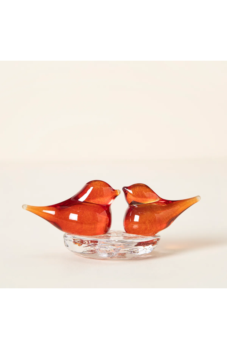 Uncommon Goods Lovebirds Glass Desktop Sculpture by Gather Glass, Alternate, color, Red-Orange