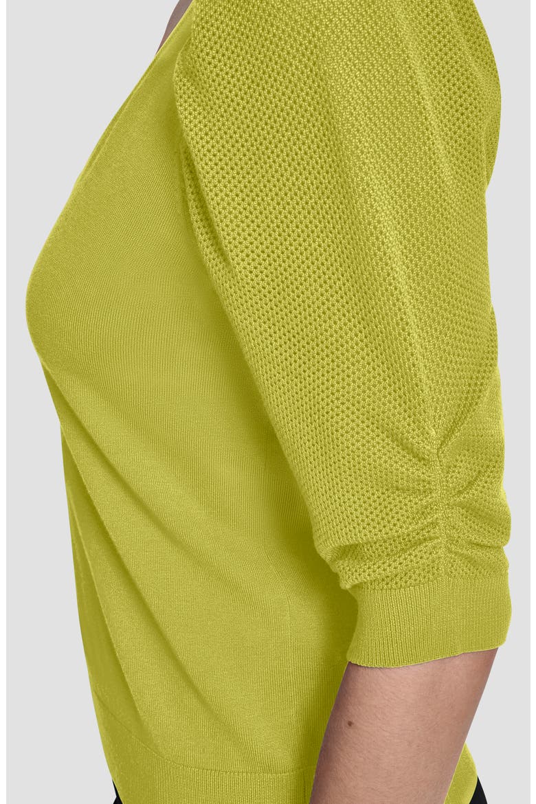 Puff Sleeve V-Neck Sweater, Alternate, color, LIMEADE