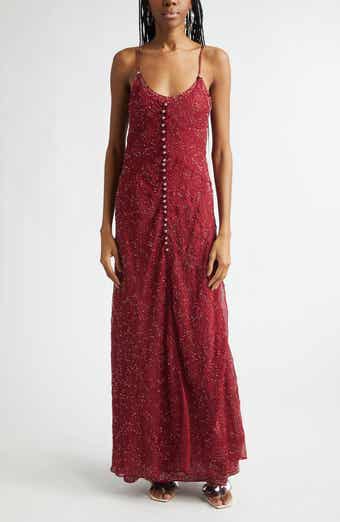 Faux Pearl Embellished Chiffon Dress