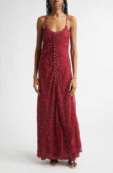 Faux Pearl Embellished Chiffon Dress