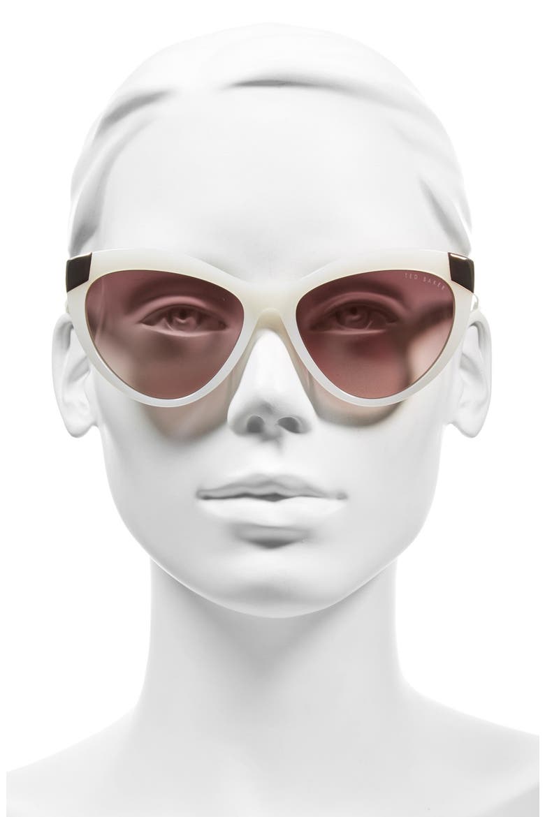 57mm Cat Eye Sunglasses, Alternate, color, WHITE/ IVORY