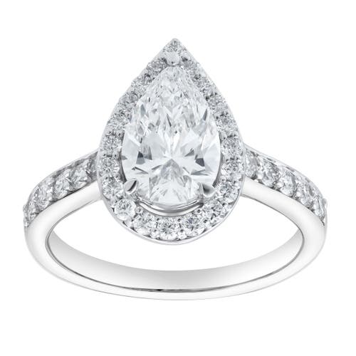 LuvMyJewelry Amani 14K White Gold Pear Lab Grown Diamond Halo Engagement Ring - 2.45 Ct  product