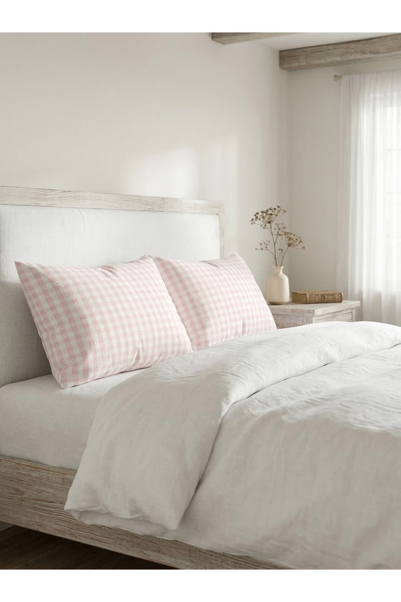 Gingham Linen Pillow Sham, Alternate, color, Pink