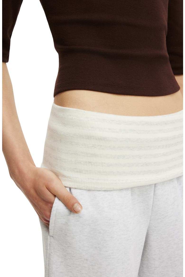 Women's Fold Over Waistband Sweatpant, Alternate, color, Light Grey Marle Stripe