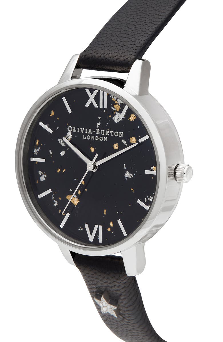 Olivia Burton Celestial Leather Strap Watch, 34mm, Alternate, color, 