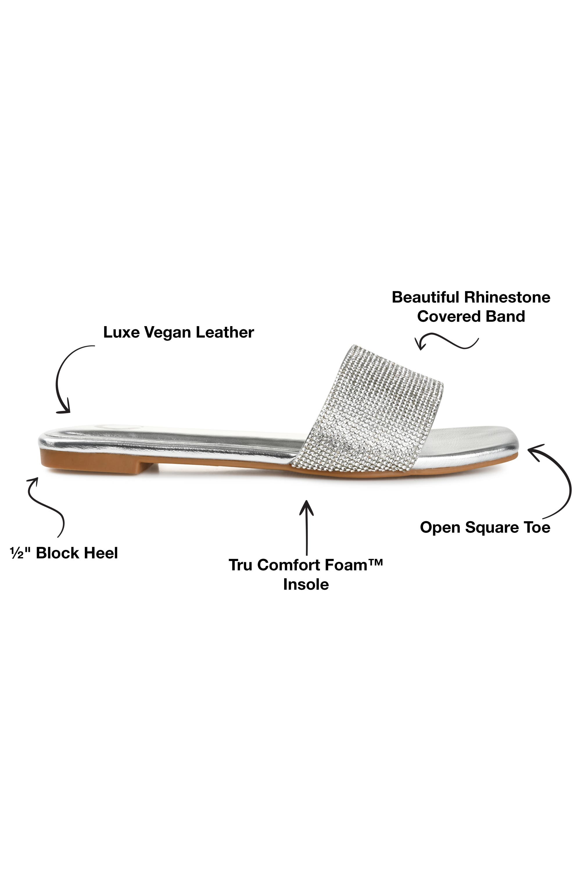 Journee Collection Grayce Square-Toe Slide, Alternate, color, Silver