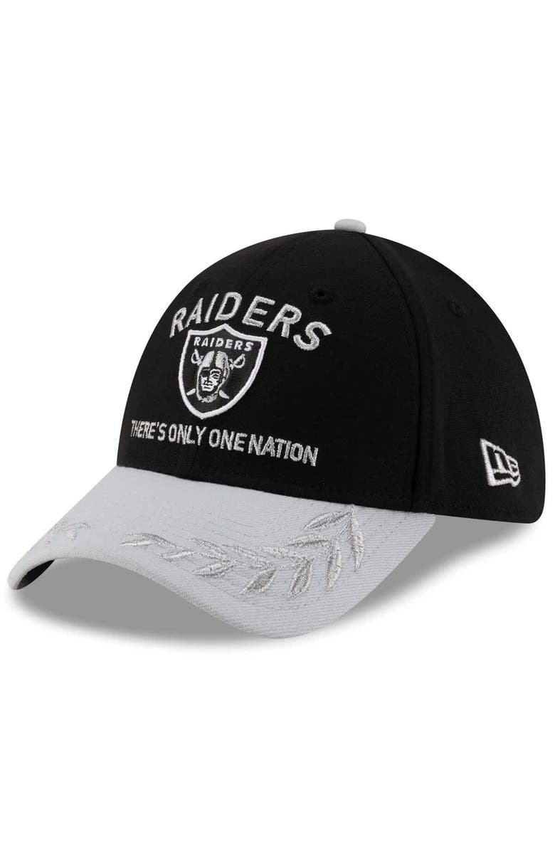 New Era Men's New Era Black/Silver Las Vegas Raiders 2025 NFL Draft 39THIRTY Flex Hat, Main, color,