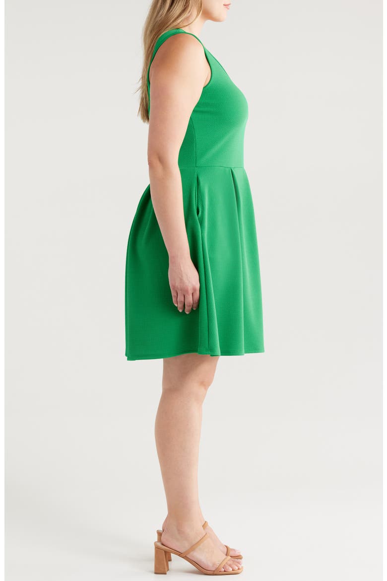 Sleeveless Stretch Fit & Flare Minidress, Alternate, color, GREEN