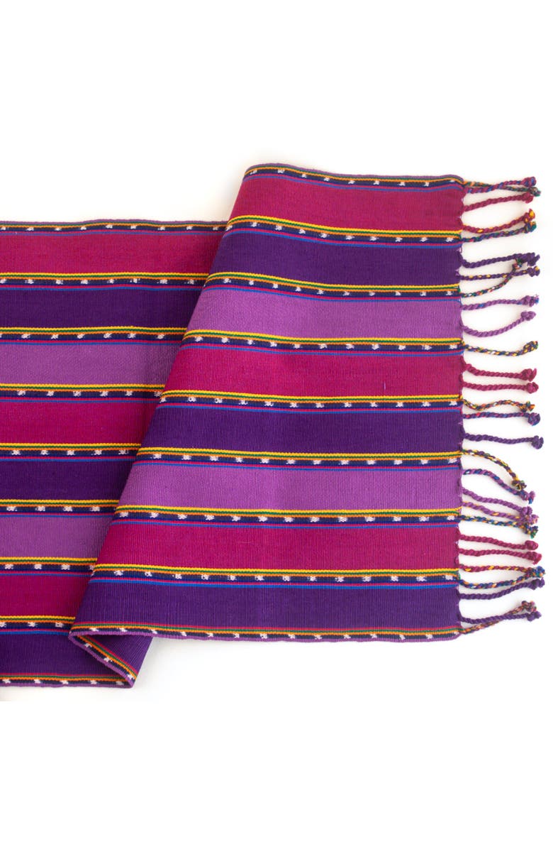 Mayan Hands Zunil Table Runner, Main, color, Purple