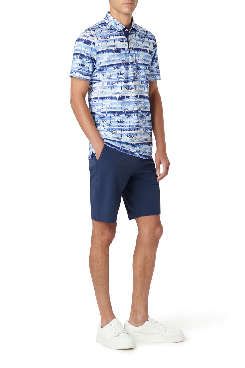 Hendrix Digital Palm Tree Print Pima Cotton Polo, Alternate, color, CLASSIC BLUE