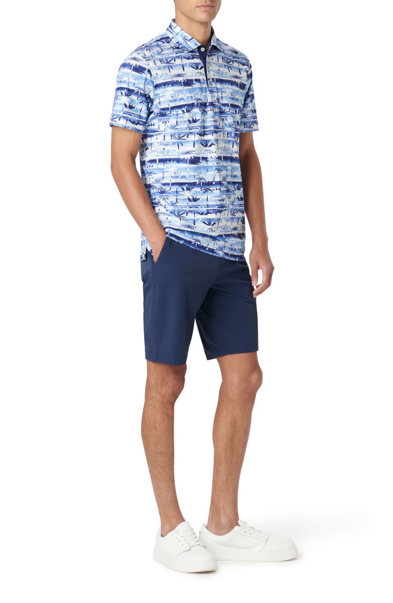 Bugatchi Hendrix Digital Palm Tree Print Pima Cotton Polo, Alternate, color, Classic Blue
